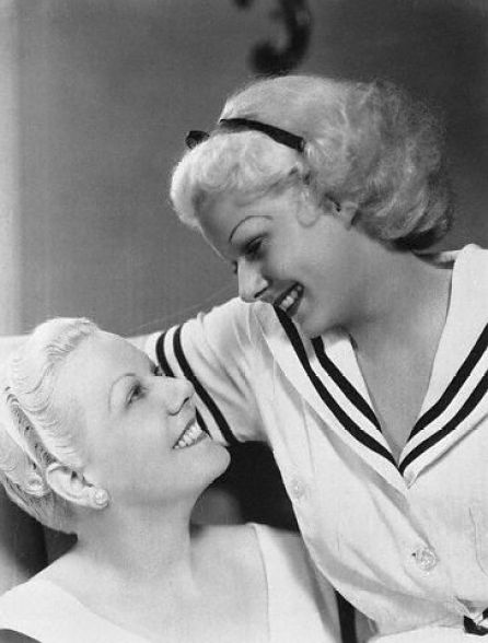 08 Apr 1937, Los Angeles, California, USA --- Original caption: Mothers in Hollywood. This is one of a set of pictures showing Hollywood figures and their mothers, with whom they are seen frequently in the film capital. Here are lovely Jean Harlow, and her equally lovely mother. --- Image by © Bettmann/CORBIS